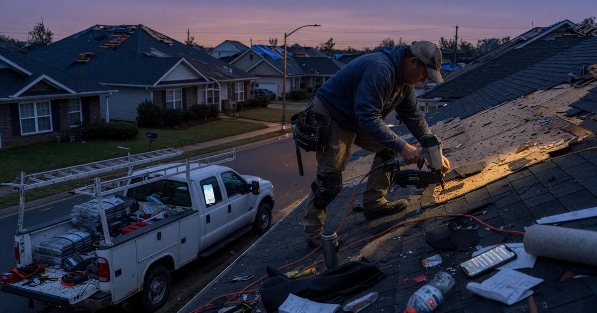 Editorial photo, roofing contractor context: Charlotte Roofing Companies: Storm Season Lead Surges and the Follow-Up Problem